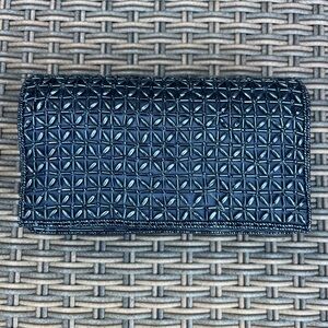 Metallic Chomel Geometric Pattern Clutch with snap enclosure and inside pocket